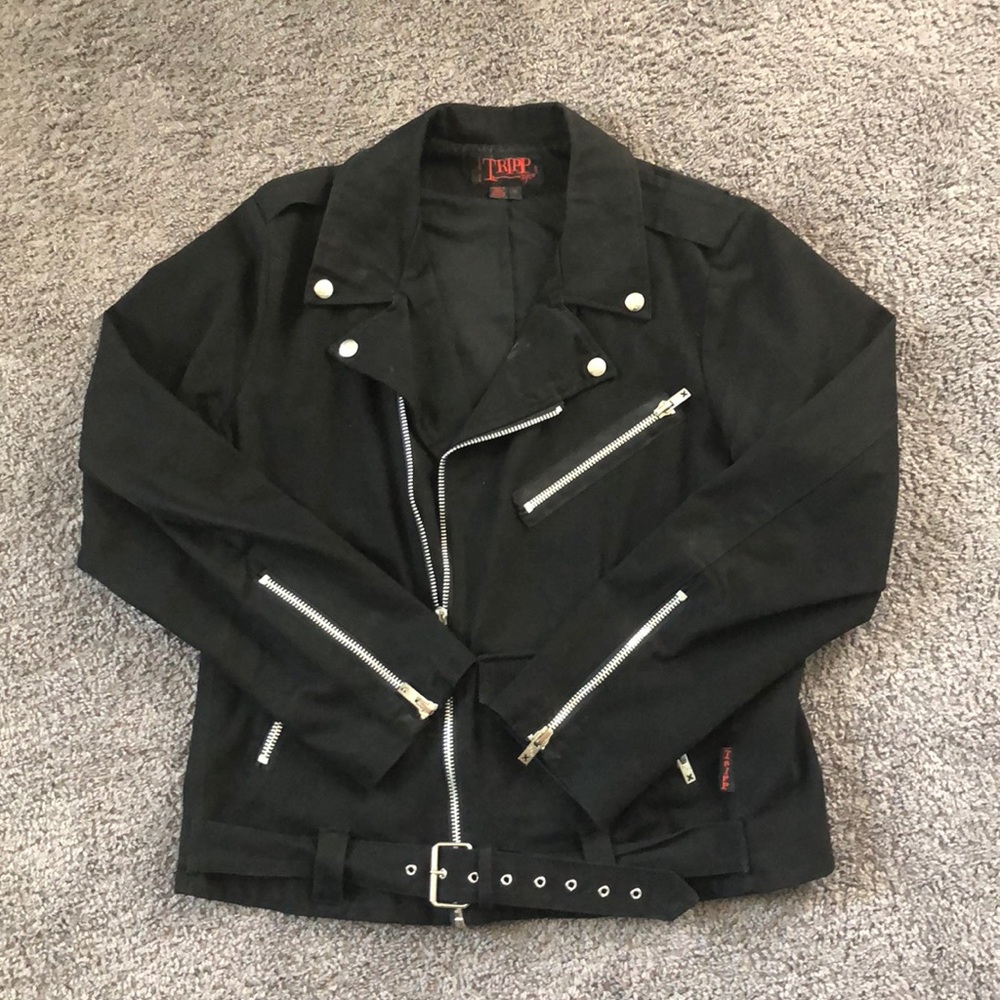Mens L XL Black Punk Jacket Goth Tripp